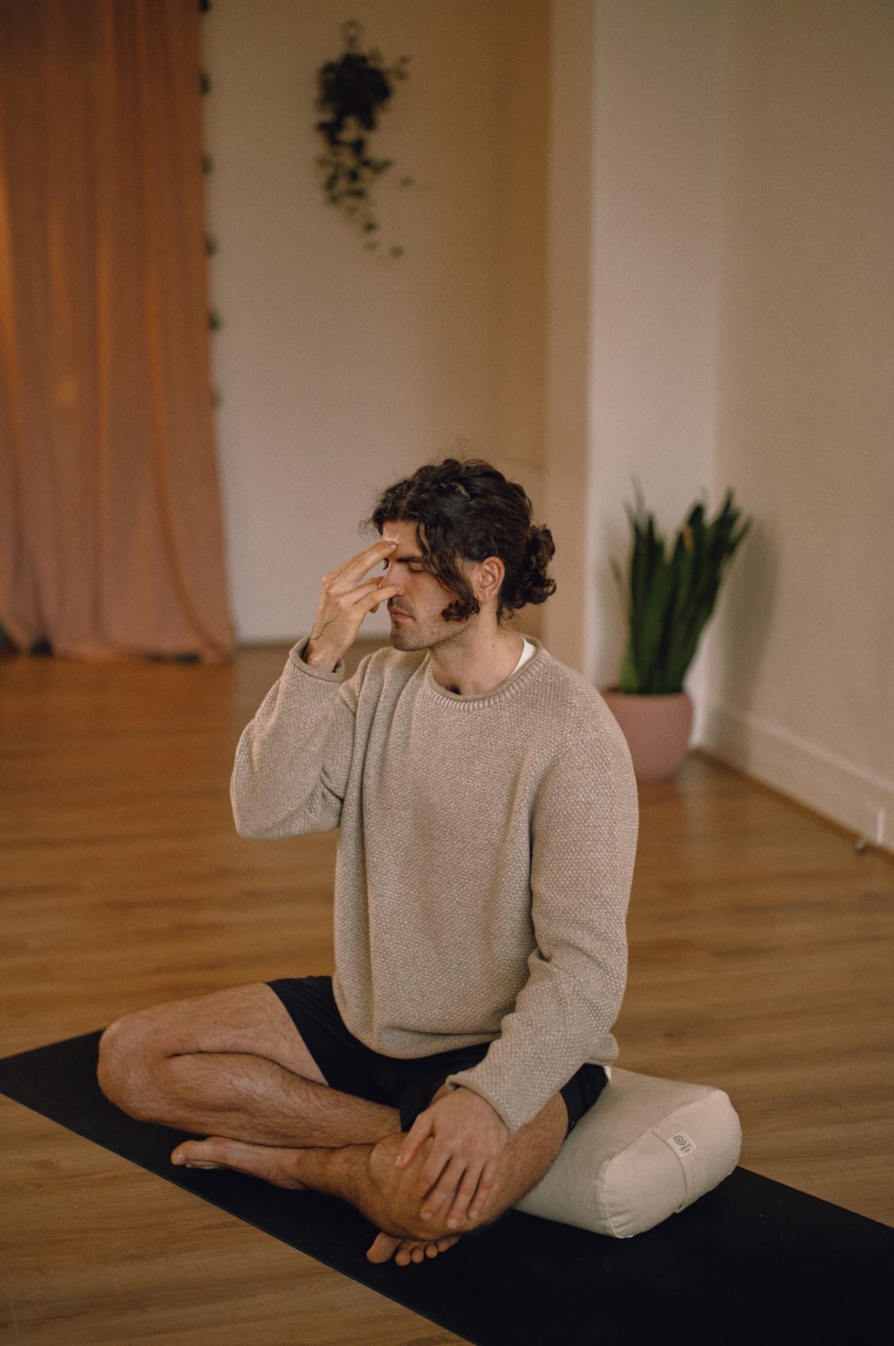 Joe practising breathwork in meditation